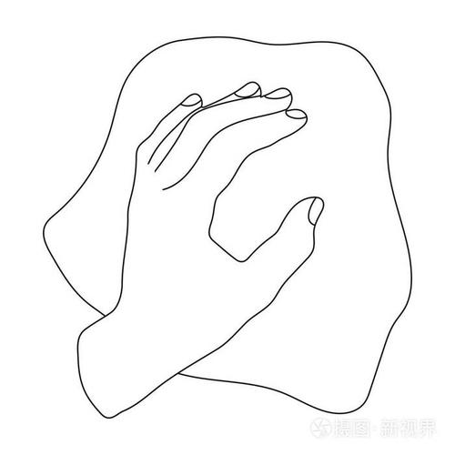 清洁抹布图标在白色背景上孤立的轮廓样式清洗的象征股票矢量图