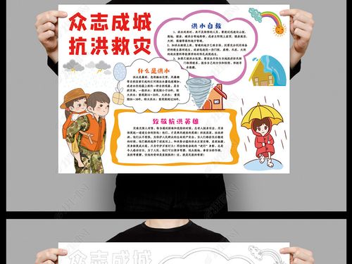 向抗洪英雄致敬小报抗洪抢险洪灾救援手抄报线描