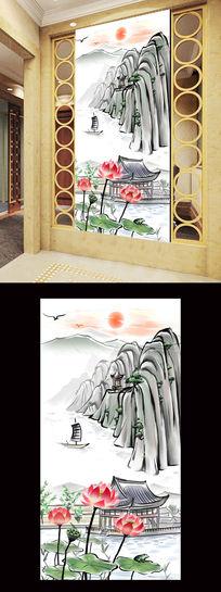 梦幻水墨山水荷花风景国画视频