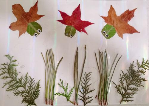 中班亲子手工制作:树叶粘贴画