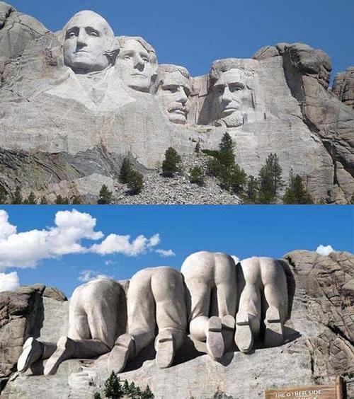 不过针对这样一座雕像山,其在网上却存在很多恶搞图.