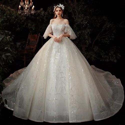 大码婚纱礼服新款婚纱裙新娘森系长拖尾奢华白色胖mm