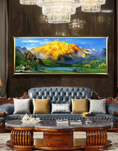 背靠金山装饰画 背靠金山现代装饰画轻奢中式山水画挂