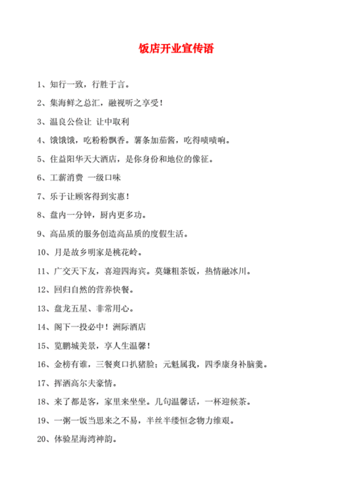 饭店开业宣传语.docx 7页