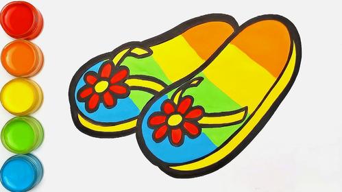 1漂亮好看的拖鞋画法 来源:好看视频-儿童简笔画:画出雨伞并涂上漂亮