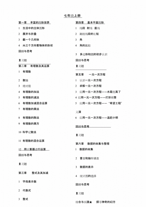 北师大版七年级数学上册目录.docx 2页
