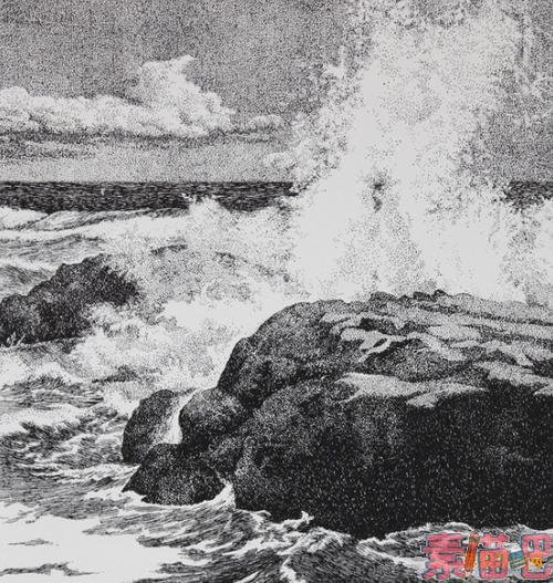 素描海浪图片欣赏