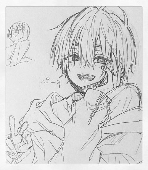 男生为主的动漫线稿不难寒假画画吧