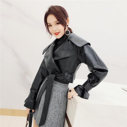 韩衣女王 秋装短款皮外套女2019新款女装韩版bf机车皮衣小外套