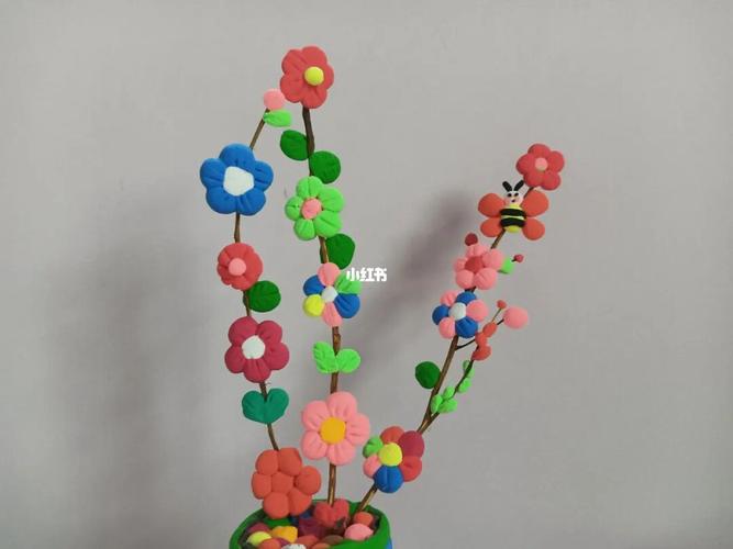 树枝上满是彩花94_粘土_手工制作_超轻粘土手工_兴趣爱好_手工