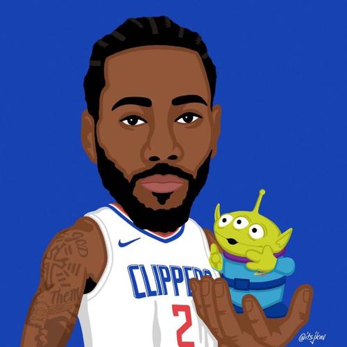 nba球星卡通形象照詹姆斯大耳朵莱昂纳德大手利拉德戴表