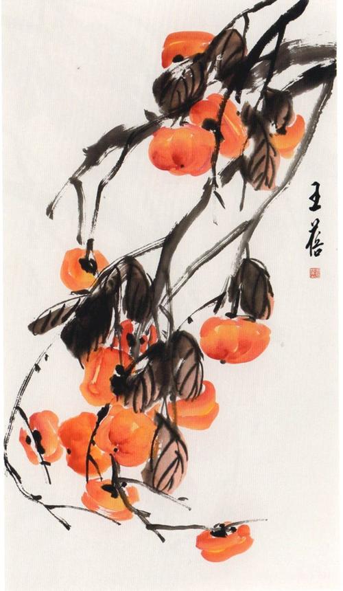 秋色秋韵赏柿子诗配画