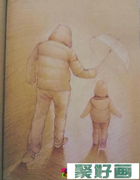 父爱如山背影怎么画