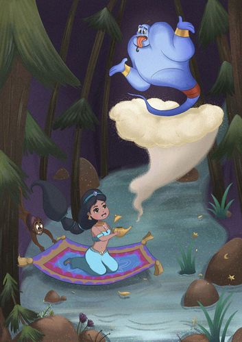 迪士尼在逃公主系列--茉莉公主(阿拉丁神灯)|插画||乌