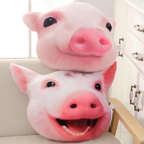 仿真猪头抱枕3d毛绒公仔可爱小猪玩偶搞怪玩具个性恶搞表情包抱枕