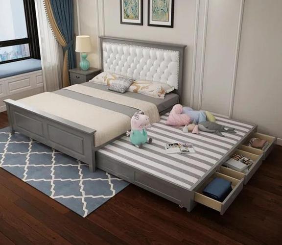 双人床不兴了新式拖拉床整洁美观省空间结实牢固太机智
