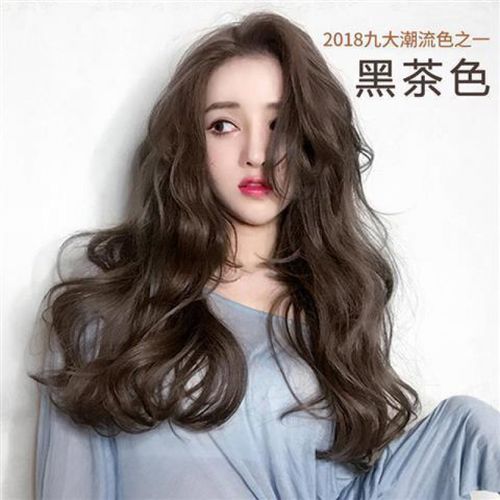 2021年新款染发颜色,染发颜色大全新款 2021抖音学生染发剂植物黑茶色蓝黑色膏网红流行色 黑茶色可盖白发