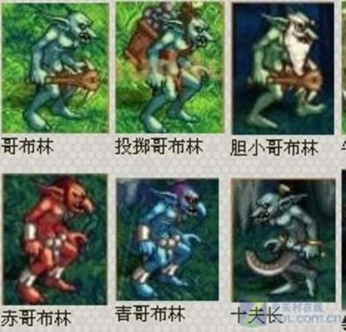 哥布林为主,共有哥布林,投掷哥布林,胆小哥布林,青哥布林,冰霜哥布林
