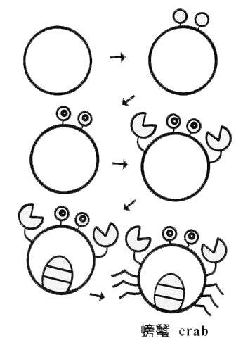 儿童简笔画幼儿简笔画螃蟹画法