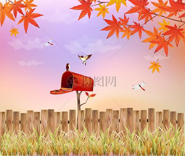 秋季枫叶漫画插画图片下载-正版图片400062066-摄图网