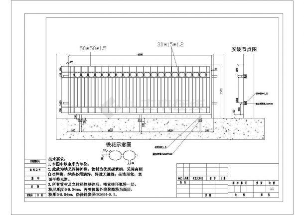 各类围墙栏杆大样建筑设计cad图