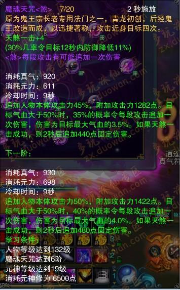 诛仙2魔阵营通用进阶图 鬼王神通技能进阶图