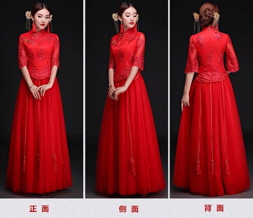 秀禾服新娘礼服2018秋冬季新款简约结婚纱中式嫁衣红色敬酒服旗袍