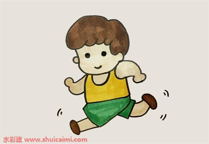 跑步的小男孩怎么画跑步的小男孩简笔画简单彩色