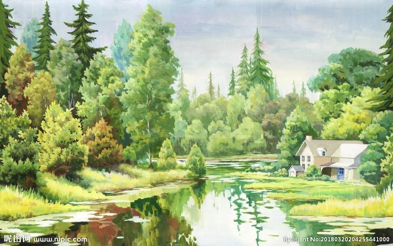 油画树林背景墙欧式油画风景图片