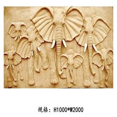 高档大象浮雕沙岩壁画背景墙金钻玄关砂岩背景砂岩背景墙