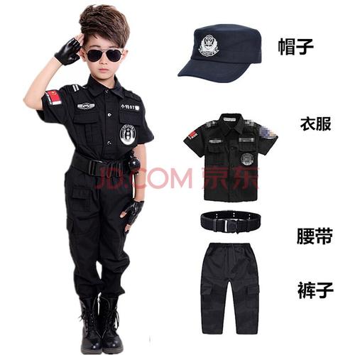 特警小警察军靴演出服特种兵装备儿童节礼物 【短袖】衣服 腰带 帽子
