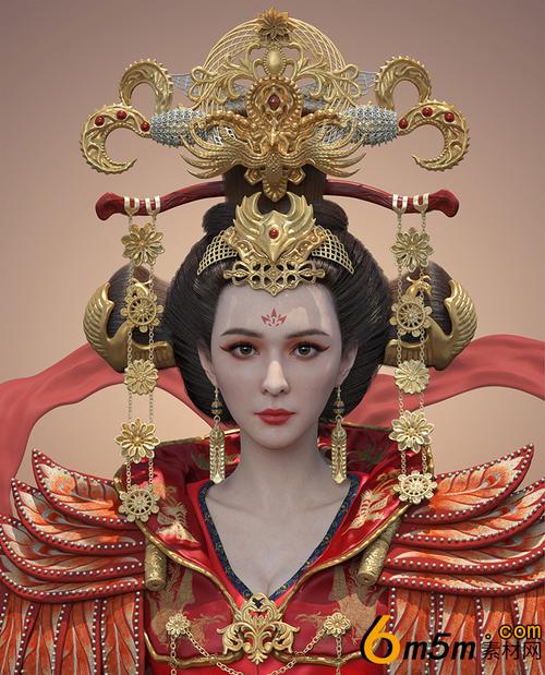 2.5d头戴凤冠的武则天半身头像精品原画插画分享