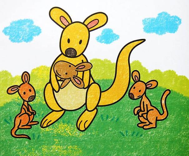 儿童画袋鼠妈妈_六一儿童网