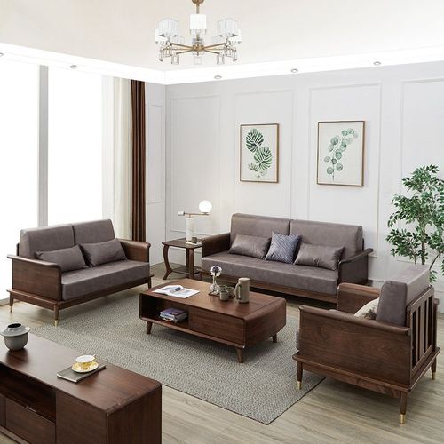 黑胡桃木北欧实木沙发家具组合套装客厅新中式全实木