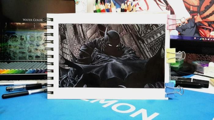 手绘 正义联盟 蝙蝠侠 batman 美漫 英雄 上色工具:彩色铅笔,马克笔