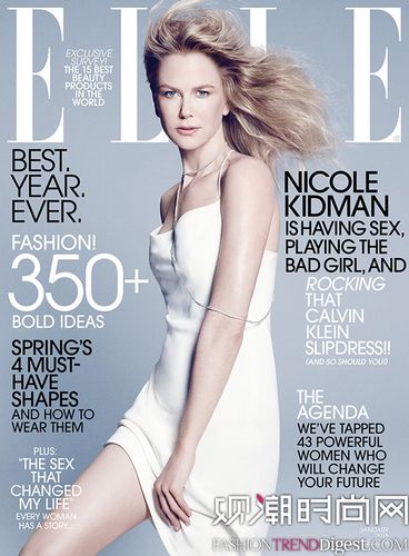 nicole kidman登上美国版《elle》2015年一月刊封面