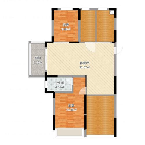 中国户型大全 台州 临海伟星城美景园 2室2厅1卫0厨 100-130㎡  浙江