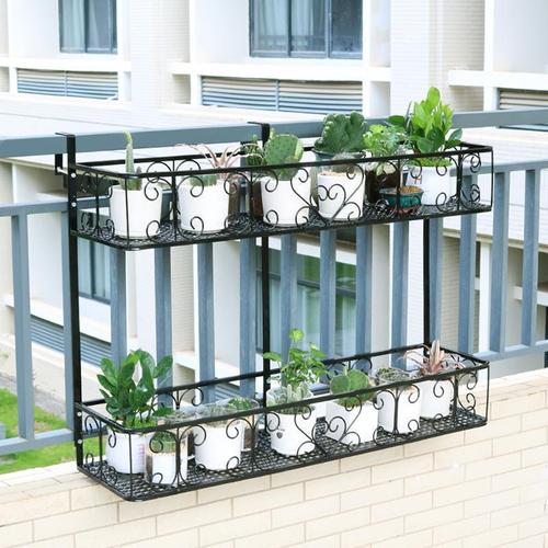 家柏饰corated阳台花盆挂架花架置物架铁艺多层挂式花盆架多肉装饰