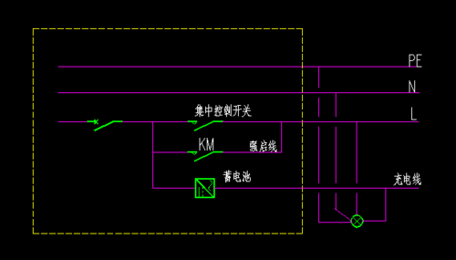 车库的应急照明接线图
