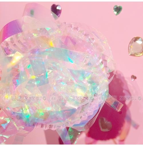 幻彩镭射糖果纸条ins梦幻透明极光贝壳玻璃纸史莱姆填充拍摄道具