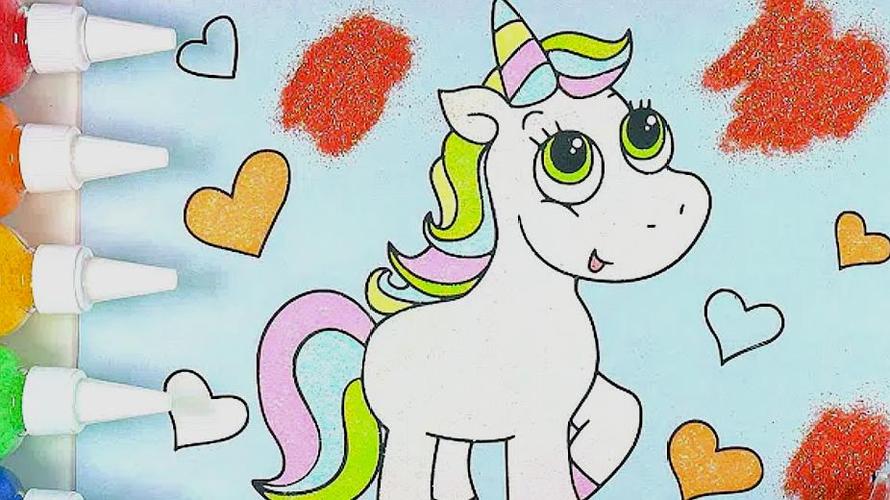 趣味手工,给独角兽着色涂上闪光粉,太好玩了!