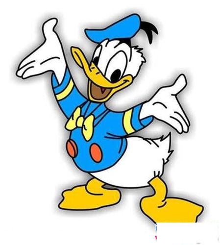 手绘带颜色的卡通唐老鸭简笔画图片