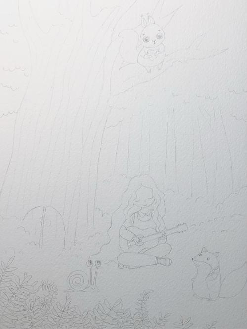【水彩 彩铅】森林小女孩-绘画过程及心得分享