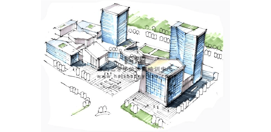 如何画城市规划手绘鸟瞰图