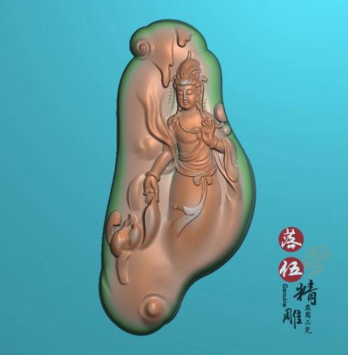 随形莲花观音3855精雕图jdp灰度图bmp浮雕图电脑雕刻图新款玉雕图