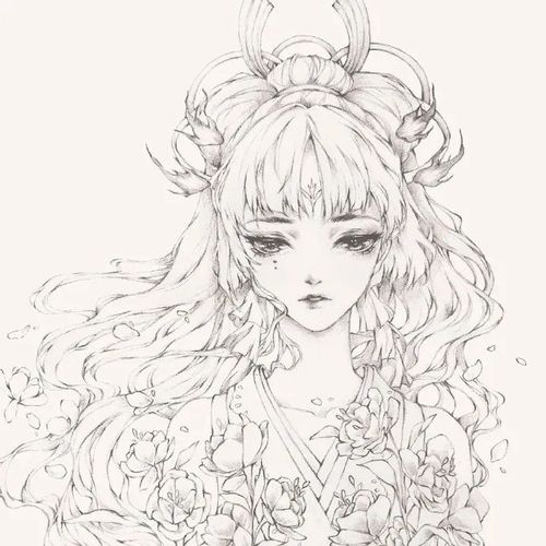 古风素描美少女好看的动漫人物头像线稿