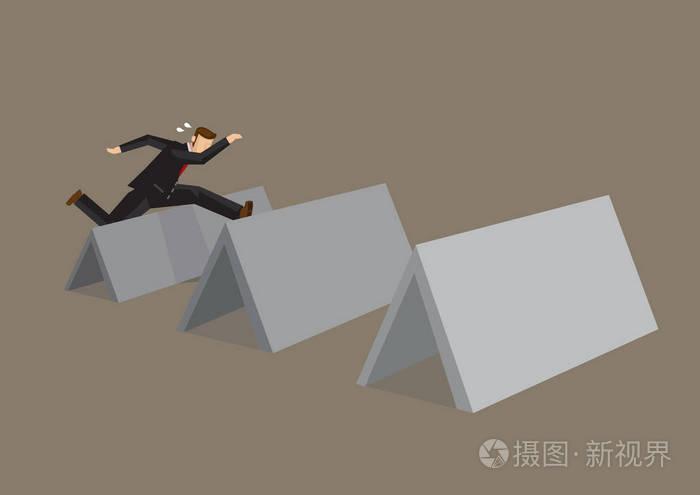卡通商人跨栏障碍矢量卡通illust