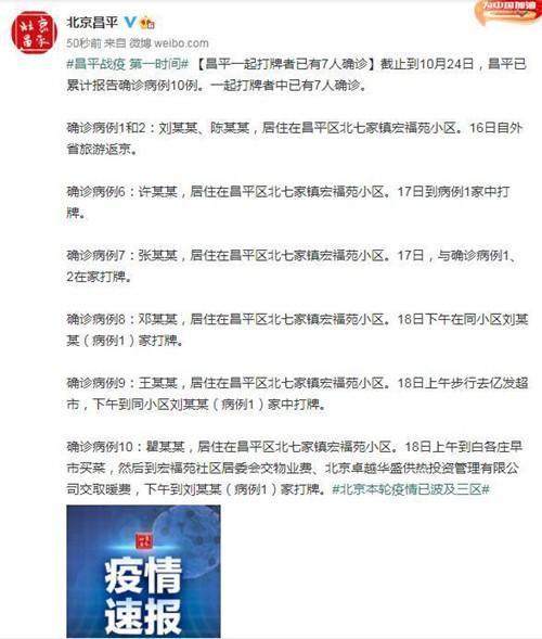 确诊病例10:瞿某某,居住在昌平区北七家镇宏福苑小区.