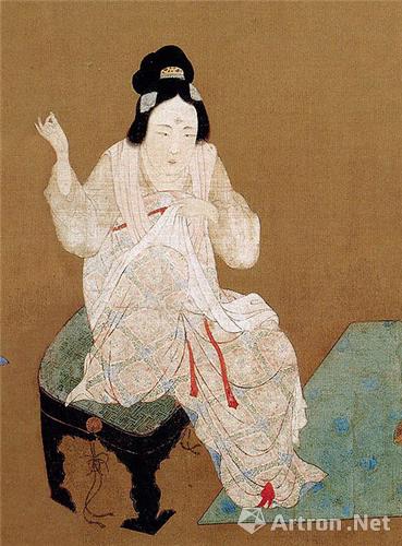 唐 张萱《捣练图》  局部 图中女子着红色翘头鞋