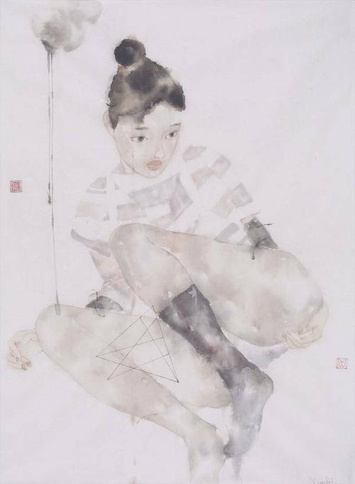 岳小飞 失焦 out of focus 53x70cm 纸本水墨
